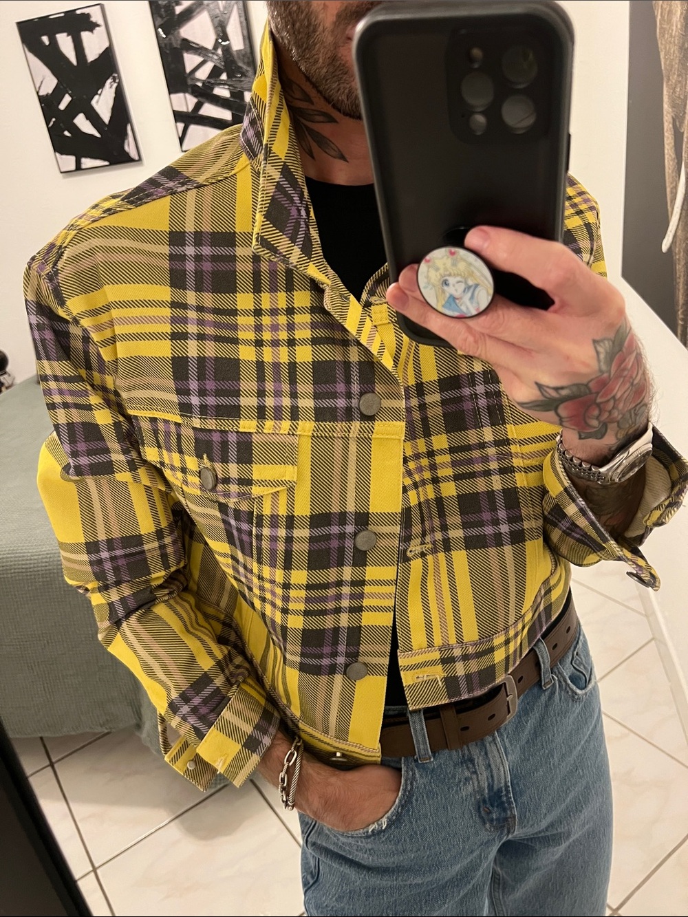 ASOS Yellow and Purple Plaid Jacket